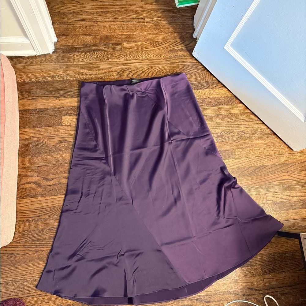 Banana Republic Deep Purple Satin A-Line Skirt